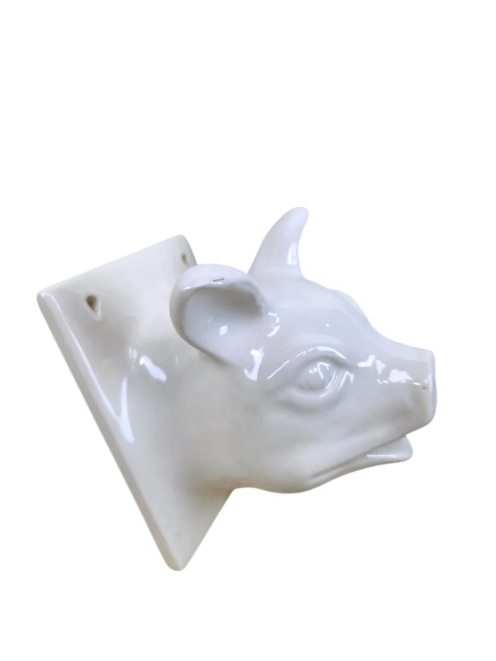 Vintage Mid Century Ceramic Pig Wall Mount Apron Towel Holder Farmhouse Kitsch